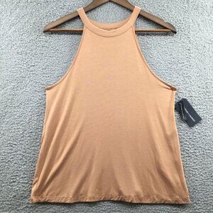 Melrose and Market High Neck Knit Tank Top In Tan Camel M‎